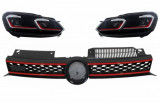 Grila Centrala si Faruri LED Semnalizare Secventiala LHD VW Golf 6 VI 2008-2012 GTI Design Performance AutoTuning, KITT