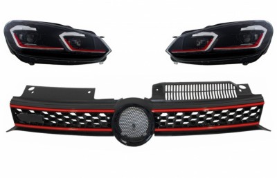 Grila Centrala si Faruri LED Semnalizare Secventiala LHD VW Golf 6 VI 2008-2012 GTI Design Performance AutoTuning foto