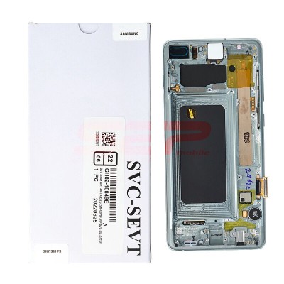 LCD+Touchscreen cu Rama Samsung Galaxy S10+ / S10 Plus / G975 PRISM GREEN Original Service Pack foto