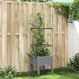 Jardiniera Gradina cu Spalier vidaXL, Gri Deschis 40x40x142.5 cm, Polipropilena, Aspect Ratan, Ghiveci Exterior Inalt