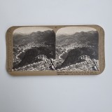 Fotografie de colectie stereoscopica, Peisaj din Lugano, Italia, Europa, ca. 1895