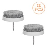 Protectoare Mobilă, Set 12 Bucăți, Cuie, Pasla, Diametru 24 mm, Gri, Oem