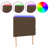 Cumpara ieftin Tablie de pat cu LED, maro inchis, 90x7x118/128 cm, textil