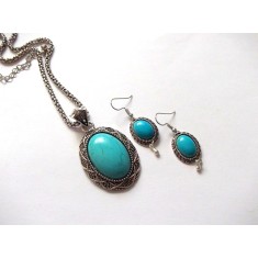 set colier si cercei cu turcoaz 47138