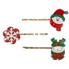 Clame de Păr, Model Crăciun, Set 3 Bucăți, Multicolor, Auriu, Oem