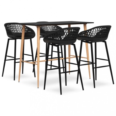 vidaXL Set mobilier de bar, 5 piese, negru foto