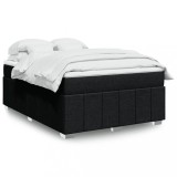 VidaXL Pat box spring cu saltea, negru, 140x200 cm, textil
