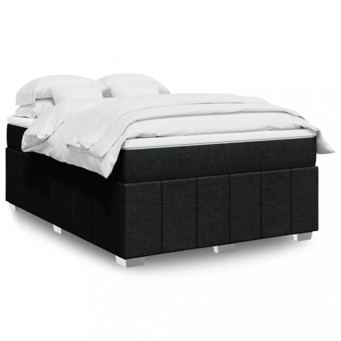 Gossi pat box spring cu saltea, negru, 140x200 cm, textil
