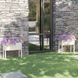 Set 2 Jardiniere Gradina Gossi, 70x31x70 cm, Lemn Pin Masiv, Alb, Rezistente Intemperii, Ghivece Exterior