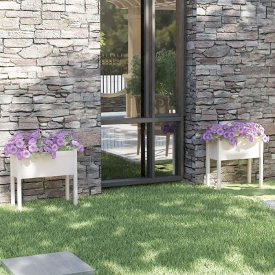 Gossi jardiniere de gradina, 2 buc., alb, 70x31x70 cm, lemn masiv pin foto