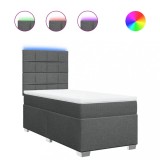 Cumpara ieftin Pat box spring cu saltea, gri inchis, 80x200 cm, textil