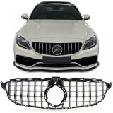 Grila sport neagra lucioasa cu crom pentru Mercedes C-Class W205 S205 18-21 Performance AutoTuning