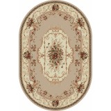 Covor Oval Model Lotos 507-100, Marime 60 x 110 cm, Bej, Crem, Inaltime Fir 8 mm, Antialergic, Polipropilena, Living, Dormitor, Sufragerie, Birou