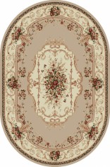 Covor Oval Model Lotos 507-100, Marime 60 x 110 cm, Bej, Crem, Inaltime Fir 8 mm, Antialergic, Polipropilena, Living, Dormitor, Sufragerie, Birou