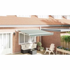 Copertină Dungi Verde și alb 3 x 2,5 m Poliester și metal