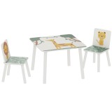 AIYAPLAY Set de Masă și Scaune pentru Copii, 3 Piese, Masă cu 2 Scaune pentru Dormitor, Grădiniță, Sală de Jocuri, Verde | Aosom Romania