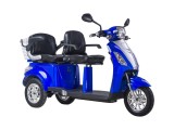 Triciclu electric ZT-18 TRILUX, motor 1000W, 60V 20Ah, model cu 2 persoane, viteza 25km/h, autonomie 60km, NU necesita permis de conducere - Albastru