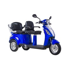 Triciclu electric ZT-18 TRILUX, motor 1000W, 60V 20Ah, model cu 2 persoane, viteza 25km/h, autonomie 60km, NU necesita permis de conducere - Albastru