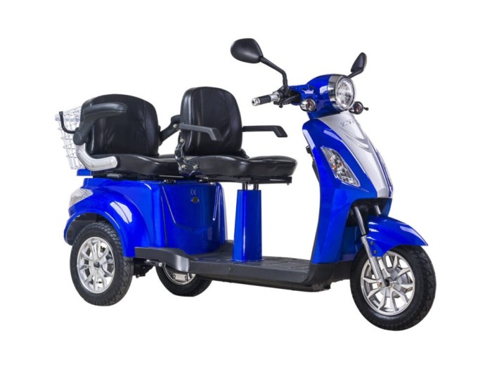 Triciclu electric Z-Tech ZT-18-G TRILUX, motor 1000W, 60V 20Ah GRAPHENE, autonomie 60km, nu necesita permis - Albastru