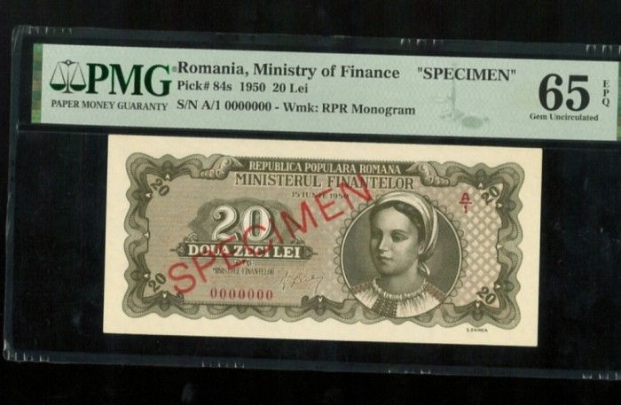 Romania M.F 20lei 1950 P84s specimen UNC