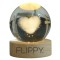 Lampa led decorativa, flippy, bila de cristal cu diametru 6cm, model inima 3d, alimentare usb, suport din lemn, lumina alb cald