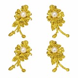 Cumpara ieftin Set 4 cleme de par aurii 5 x 2 cm, model floral metalizat, accesorii elegante pentru coafuri, prindere rezistenta