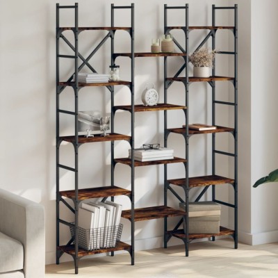 vidaXL Bibliotecă, stejar fumuriu, 127,5x28,5x172,5 cm, lemn prelucrat 838870 foto