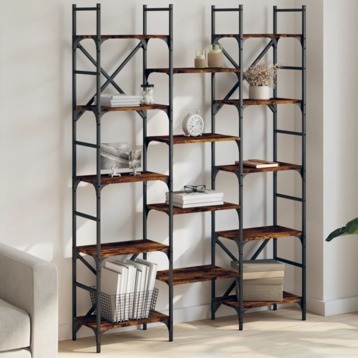 vidaXL Bibliotecă, stejar fumuriu, 127,5x28,5x172,5 cm, lemn prelucrat 838870