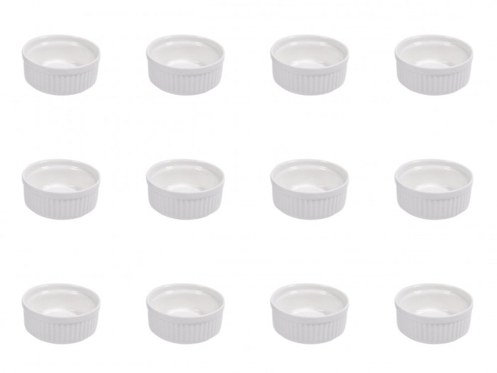 Set boluri, 12 piese, 60 ml, Portelan, Alb