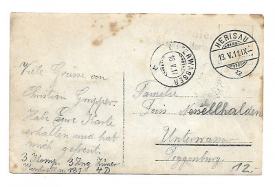 Carte postala Swiss soldiers - 1911 - circulata A044 foto