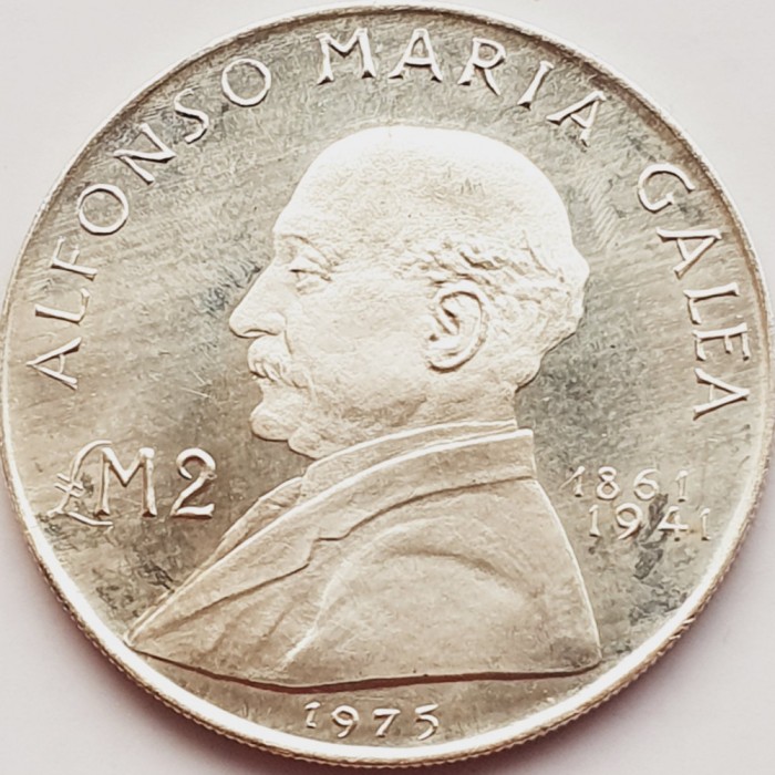 666 Malta 2 Liri 1975 Alfonso Maria Galea km 31 argint