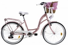 Bicicleta copii cu cos rachita Davi? Amelia, 6 viteze Roata 24&amp;quot;, 130-165 cm inaltime, Roz foto