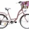 Bicicleta copii cu cos rachita Davi? Amelia, 6 viteze Roata 24&quot;, 130-165 cm inaltime, Roz