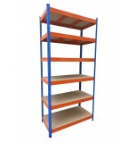 Raft metalic PROFESIONAL Premium 2500x1200x500 mm (HxLxl) lacuit albastru/portocaliu 6 polite MDF, 3000 kg, 7 ani garantie, PLUS