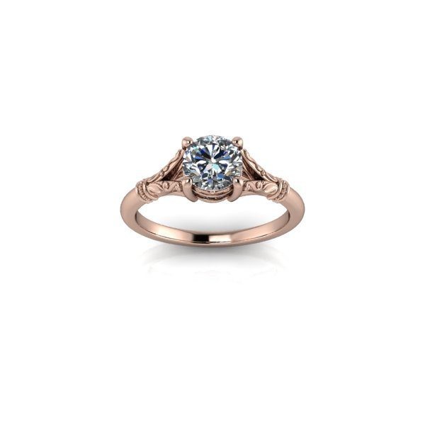 Inel de dama din aur roze 14K, piatra zirconiu - 57