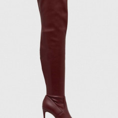 Steve Madden cizme Keandra femei, culoarea bordo, cu toc cui, SM11002678