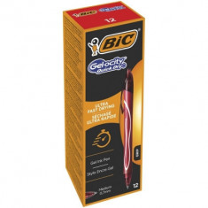 Roller BIC cu gel Gelocity Quick Dry, Rosu, 12 buc/cutie foto