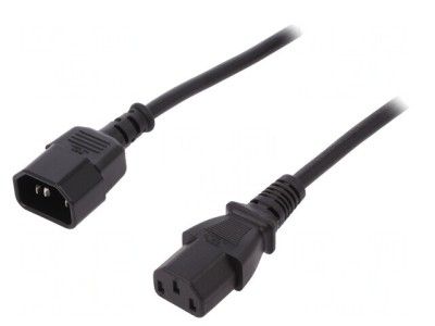 Cablu Alimentare IEC C13 la C14 1,2m Negru 10A 250V foto