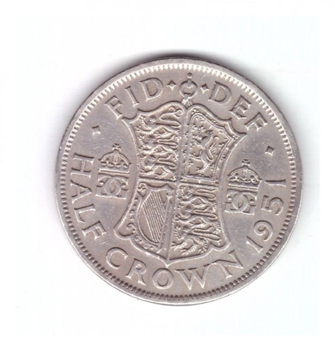 Moneda Anglia 1/2 / half crown 1951, stare buna, curata