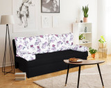 Canapea extensibila Alfi Anthracite192x80x77 cm cu lada de depozitare, Magnolia, Bedora