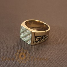 Ghiul cu cristale zirconia si decoruri laterale negre, latime 1.3 cm