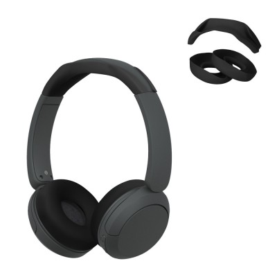 Set 2 Perne de urechi si 2 huse Kwmobile pentru Sony WH-CH520, Negru, Silicon, KWM0000254W001C foto