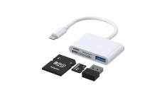 Adaptor Joyroom cu cititor de carduri SD ?i TF, port USB OTG ?i cablu cu conector Lightning, alb (S-H142) foto