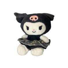Păpușă de pluș Kuromi, albă cu fustă neagră, 30 cm