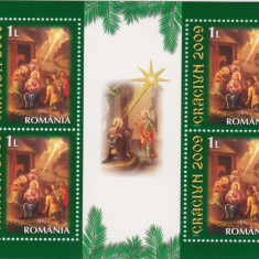 ROMANIA 2009 CRACIUN -Bloc de 4 timbre (o latura nedantelata) LP.1850a MNH**