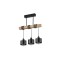 Lustra suspendata tavan, design industrial, 3 becuri LED E27, bara din lemn, IP20, negru