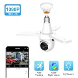 Cumpara ieftin Camera de supraveghere tip bec, cu 3 brate de lumina LED, FULL HD, conectivitate WiFi, viziune nocturna cu LED, detectare miscare si alerte, alb