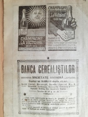 reclama sampanie &amp;rdquo;La Victoire&amp;rdquo;, 1922, 16 x 23 cm, str. dr, Felix, Bucuresti foto