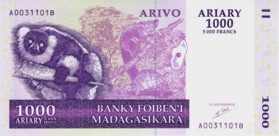 Bancnota Madagascar 1.000 Ariary 2004 - P89a UNC foto