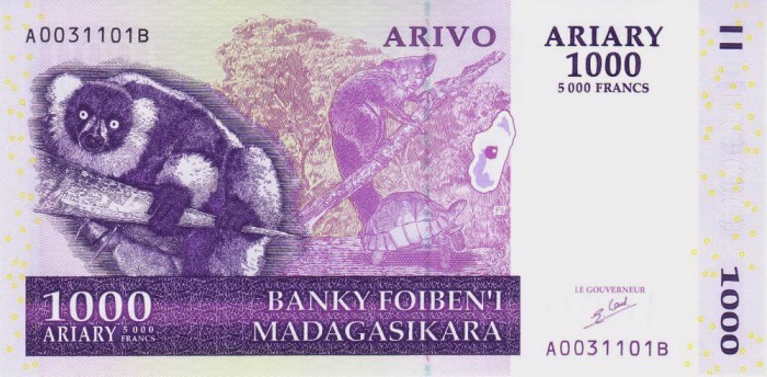 Bancnota Madagascar 1.000 Ariary 2004 - P89a UNC